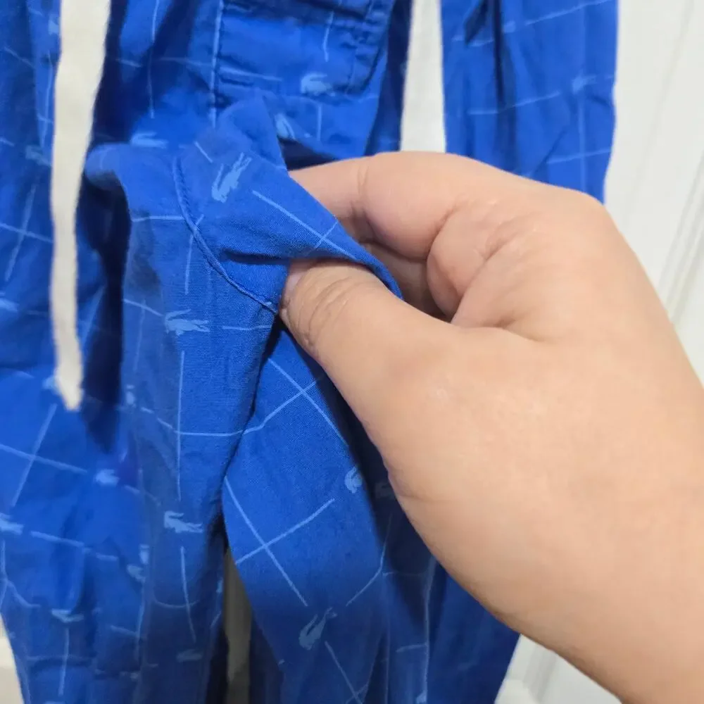 Lacoste Crocodile Print Cotton Lounge Sleep Pants Blue Mens L - Picture 4 of 8